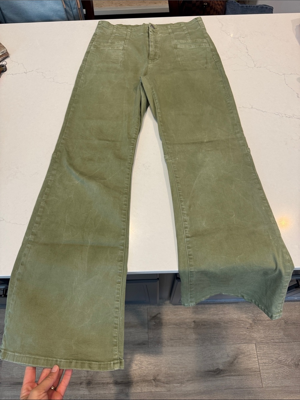 Altar’d State Olive Green Wide-Leg Trouser Jeans
